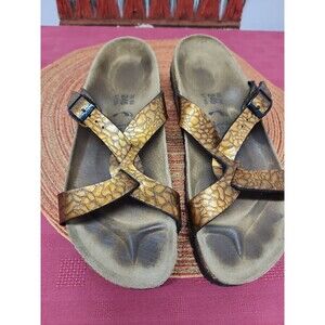Birkenstock Birki's Bronze Mock Croc Sylt Slide Sandals US 7 EU 38 Birko-Flor